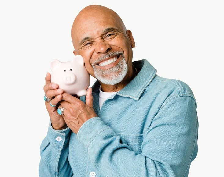 old men with piggy bank